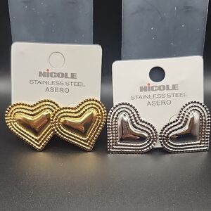 Stainless Steel Heart Earrings 12 Pieces💛💛💛💛💛